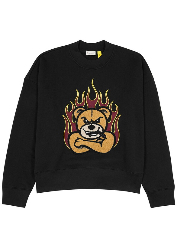 Photo: Moncler Genius 8 Moncler Palm Angels Logo Cotton Sweatshirt Black