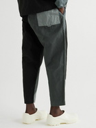 YMC - Alva Straight-Leg Patchwork Waxed-Cotton Drawstring Trousers - Gray