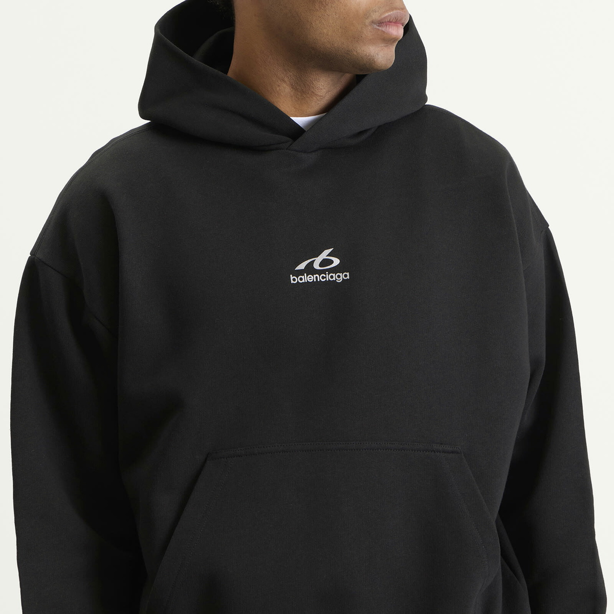 Balenciaga Men's Logo Regular Fit Hoodie in Black