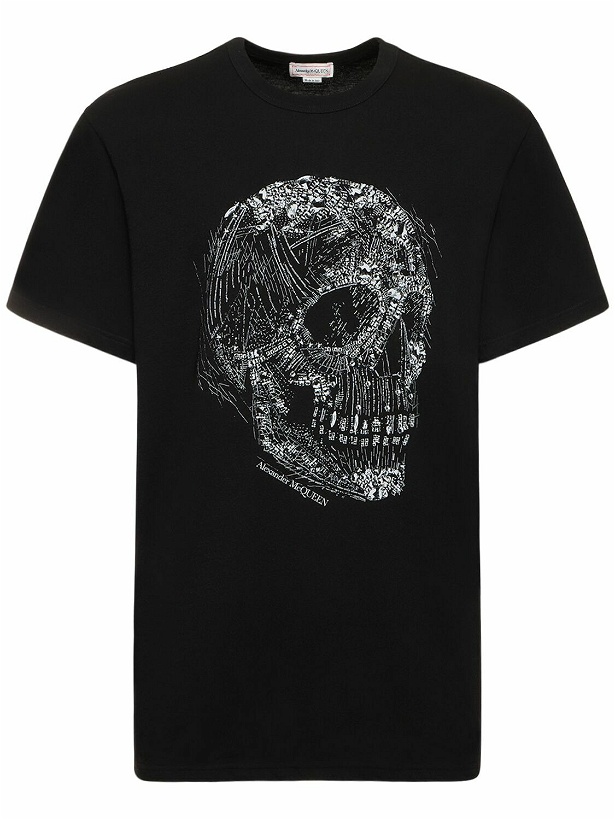 Photo: ALEXANDER MCQUEEN - Embellished Crystal Skull Cotton T-shirt