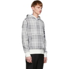 Thom Browne White and Navy Jacquard Shadow Hoodie