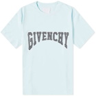 Givenchy Men's Embroidered College Logo T-Shirt in Aqua Marine