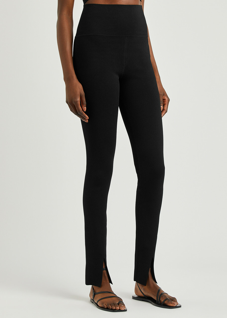 Victoria Beckham VB Body Split-hem Stretch-knit Leggings Black