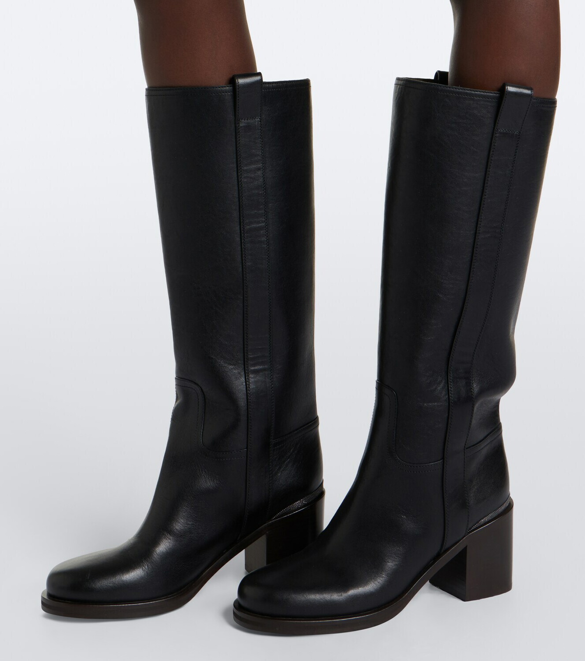 Brunello Cucinelli Monili leather knee-high boots