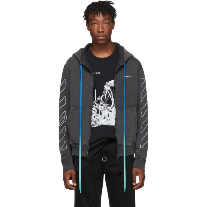 Photo: Off-White Black Abstract Arrows Slim Zip Hoodie