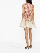 ZIMMERMANN - Floral Print Silk Blend Linen Short Dress