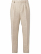 Brunello Cucinelli - Straight-Leg Pleated Linen, Wool and Silk-Blend Twill Suit Trousers - Neutrals