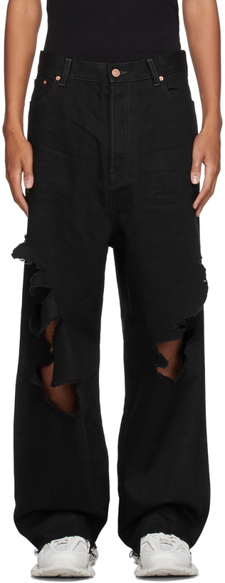 Photo: Balenciaga Black Destroyed Large Baggy Jeans