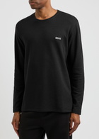 Boss Logo Waffle-knit Cotton-blend Pyjama top Black