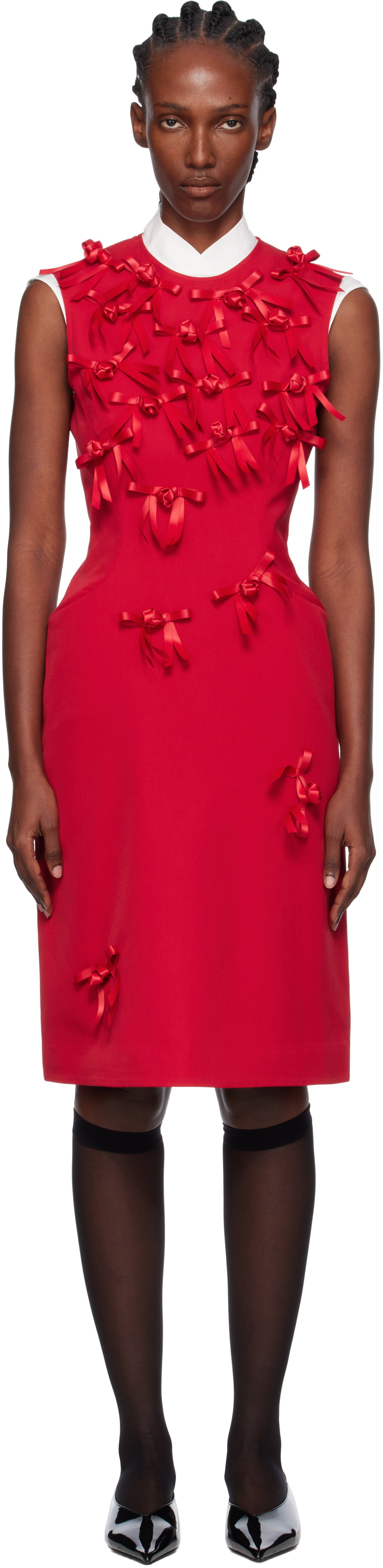 AO Yes Red Ribbon Tie Thurman Midi Dress