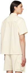 Les Tien Off-White Open Spread Collar Shirt