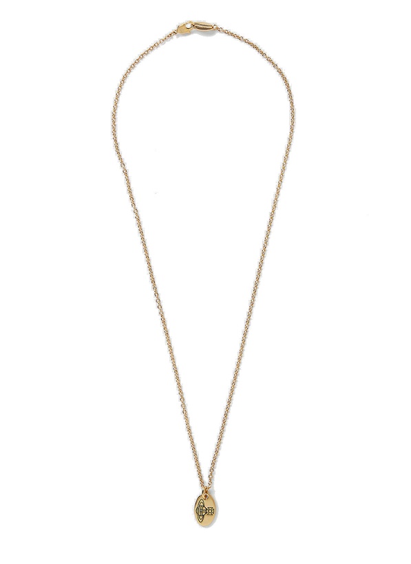 Photo: Tag Engraved Pendant Necklace in Gold