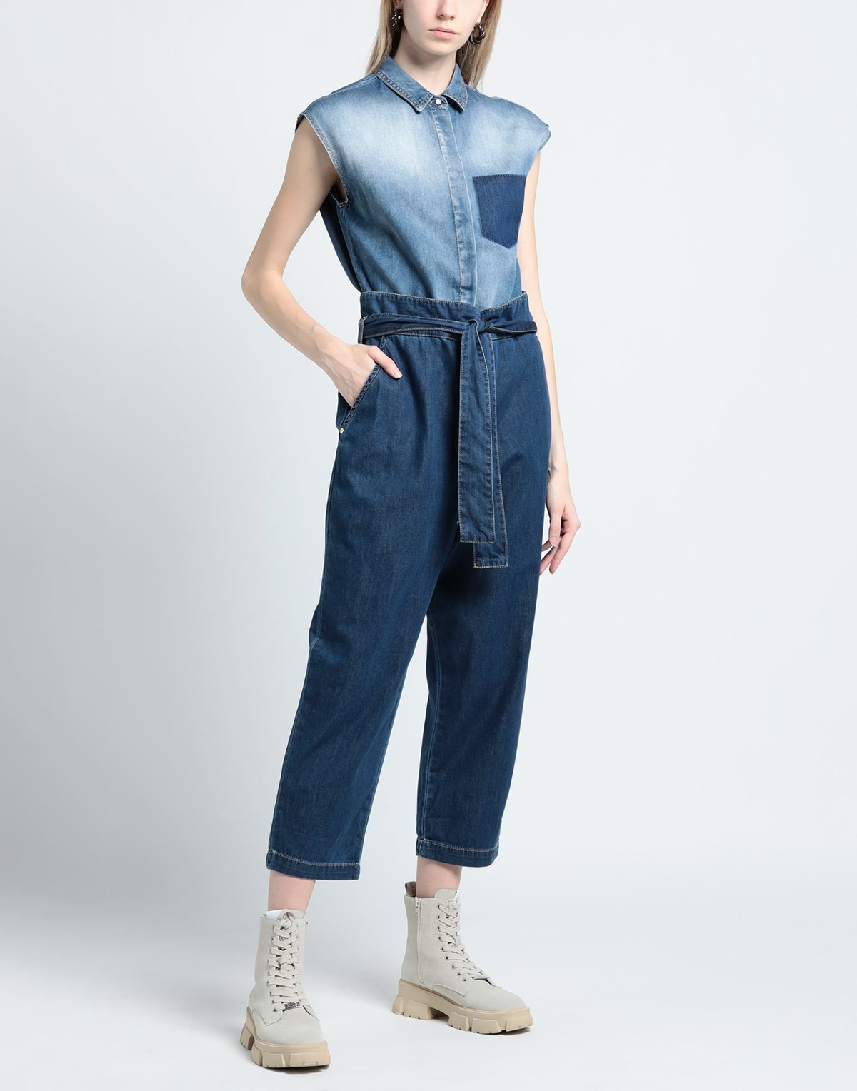 Manila Grace Womens Jumpsuit in Blue