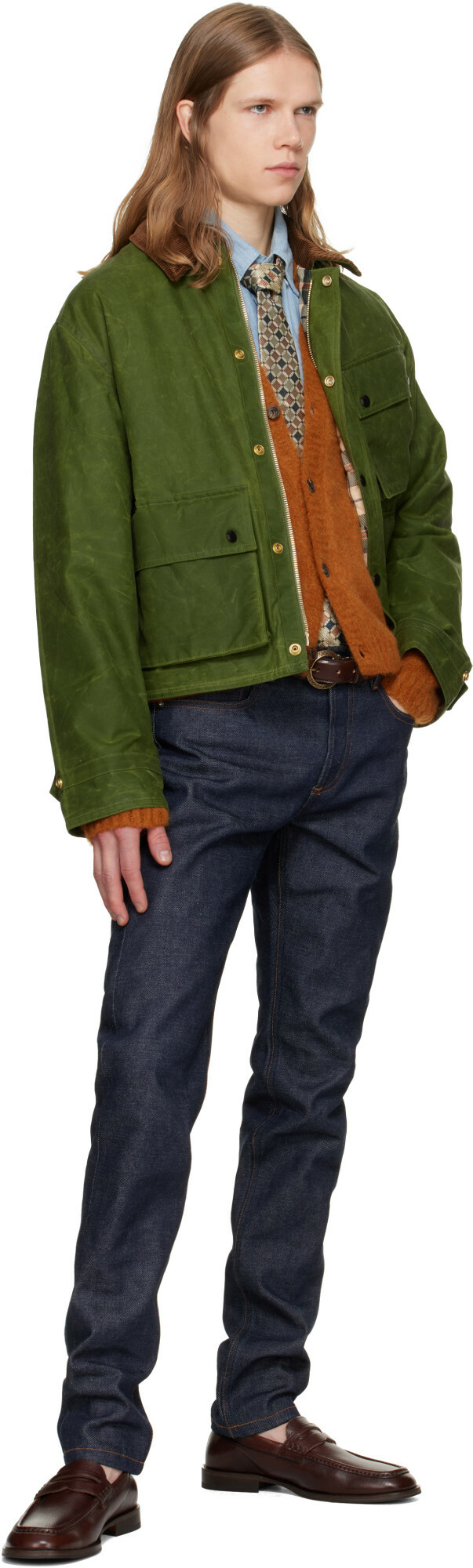 Drake's Khaki Waxed Cotton Wader Jacket