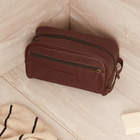 Barbour Men's Leather Washbag in Dark Brown