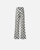 Pinko Wide Leg Lace Trousers With Check Pattern White/Black