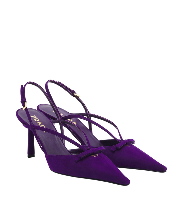 Photo: Prada Bow-detail suede slingback pumps