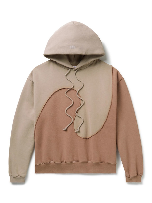 Photo: ERL - Wave Panelled Cotton-Blend Jersey Hoodie - Brown