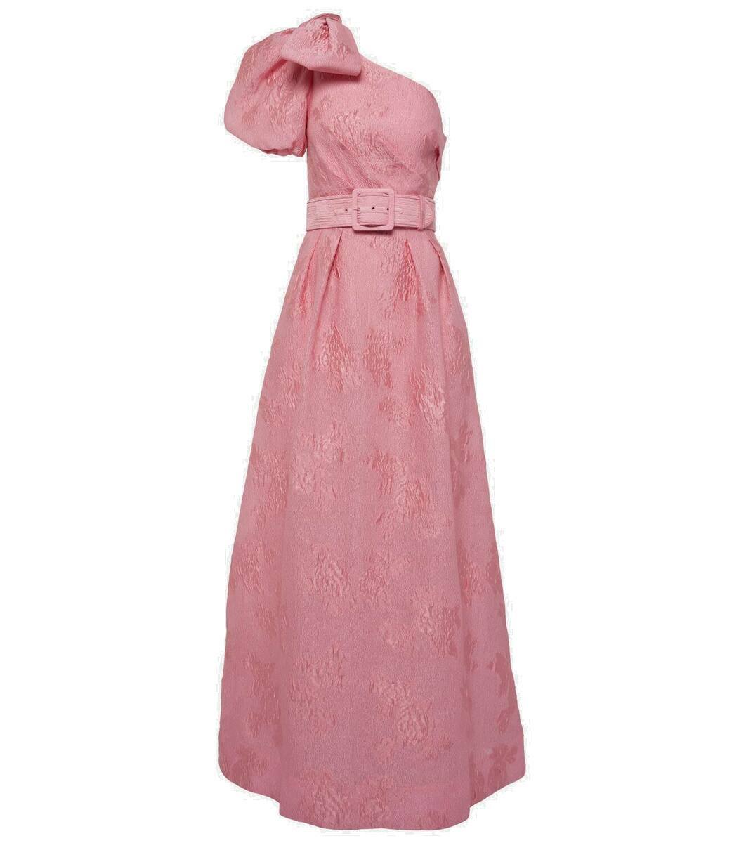 Rebecca Vallance Zelie printed one-shoulder gown Rebecca