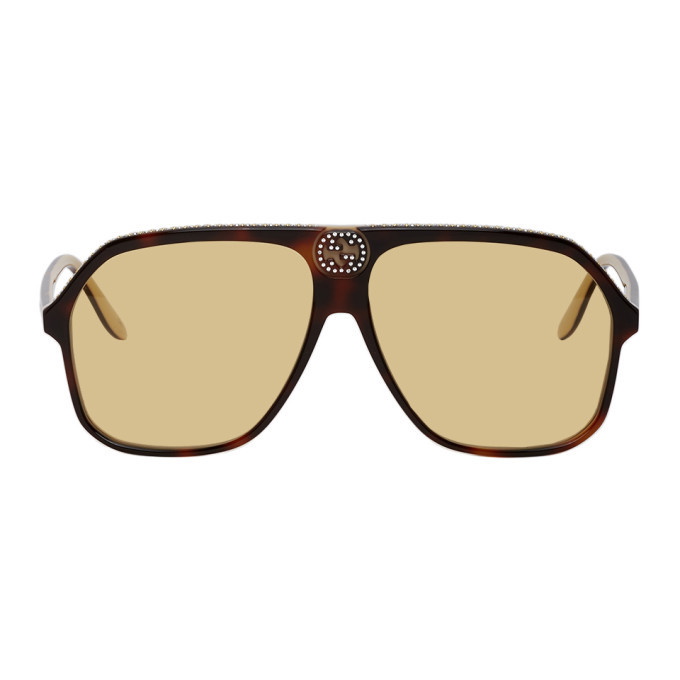 Photo: Gucci Tortoiseshell Crystal GG0734S Sunglasses