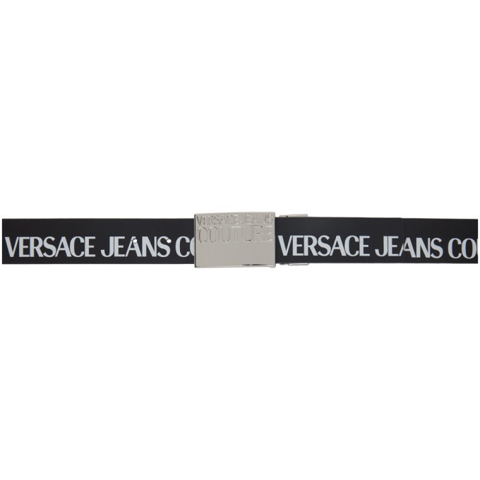 Photo: Versace Jeans Couture Black Leather Logo Belt
