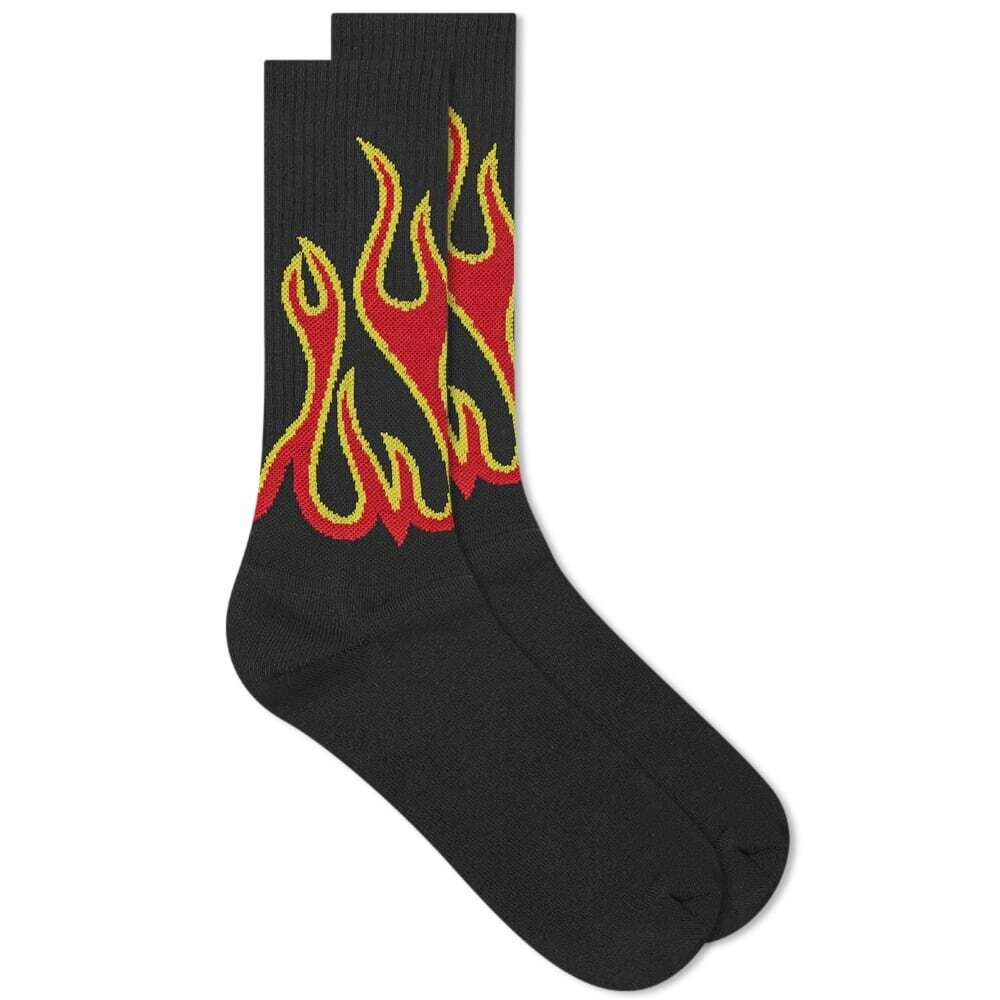 Photo: Palm Angels Men's Flames Sock in Black/Red