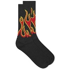 Palm Angels Men's Flames Sock in Black/Red