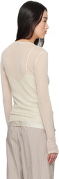 Silk Laundry Beige Mesh Long Sleeve T-shirt