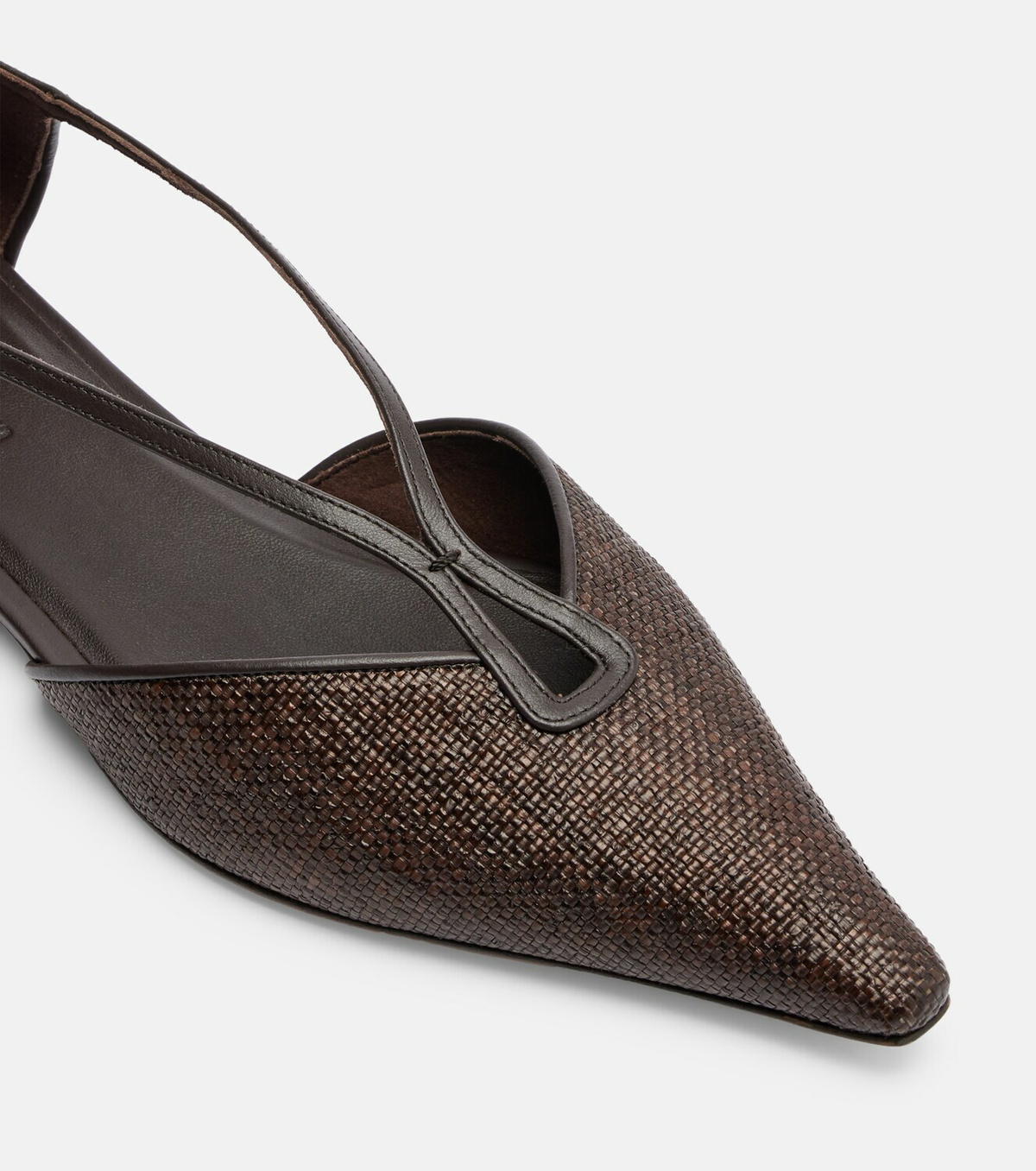 Max Mara Volpino leather-trimmed woven ballet flats