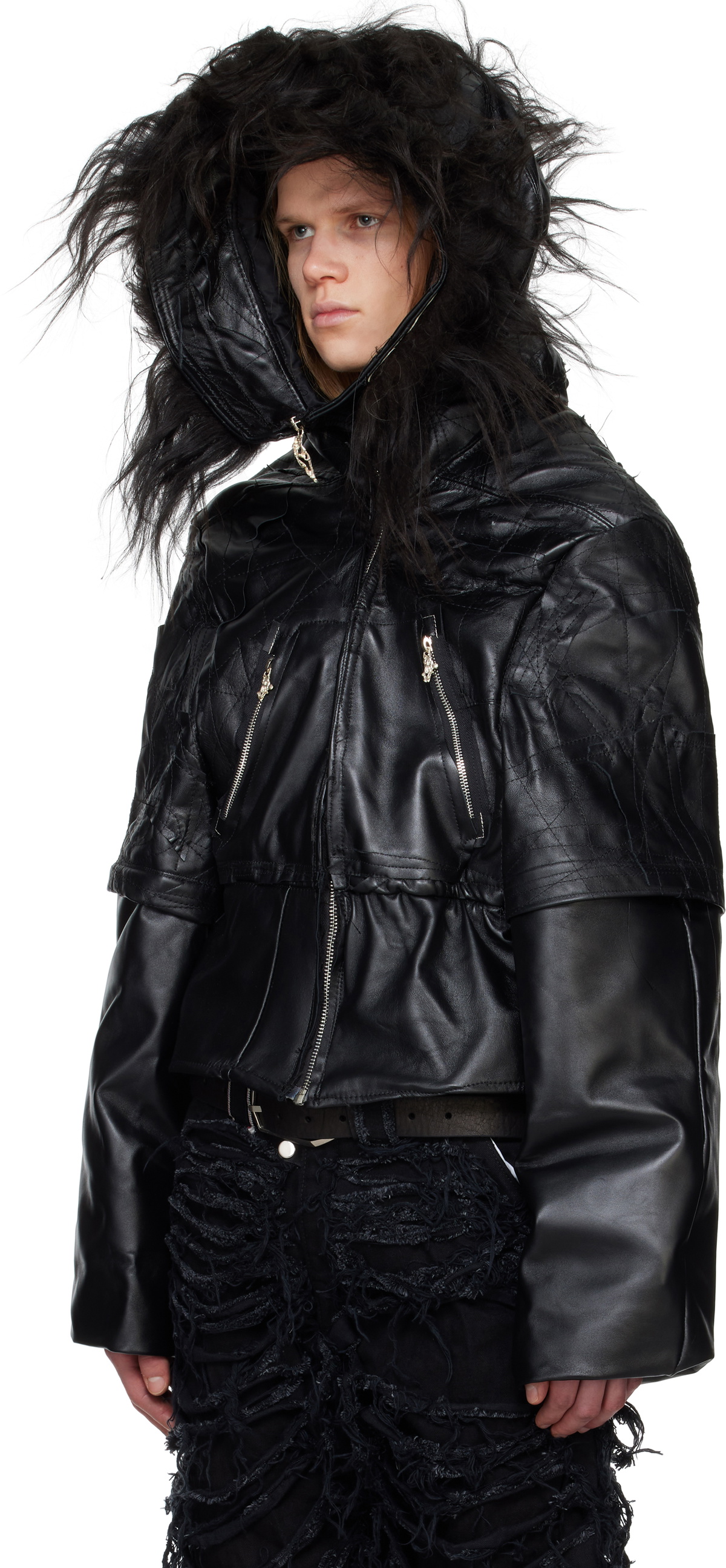 Swampgod Black Dragoncello Cropped Leather Jacket