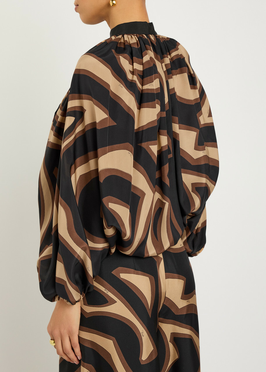 Pucci Printed Silk Blouse Black
