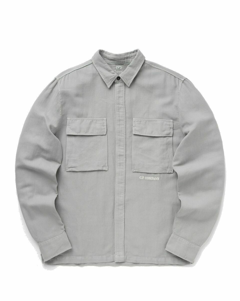 Photo: C.P. Company Broken Linen/Cotton Shirts   Long Sleeve Grey - Mens - Longsleeves