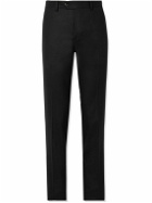 Rubinacci - Modluca Straight-Leg Pleated Wool-Flannel Trousers - Black