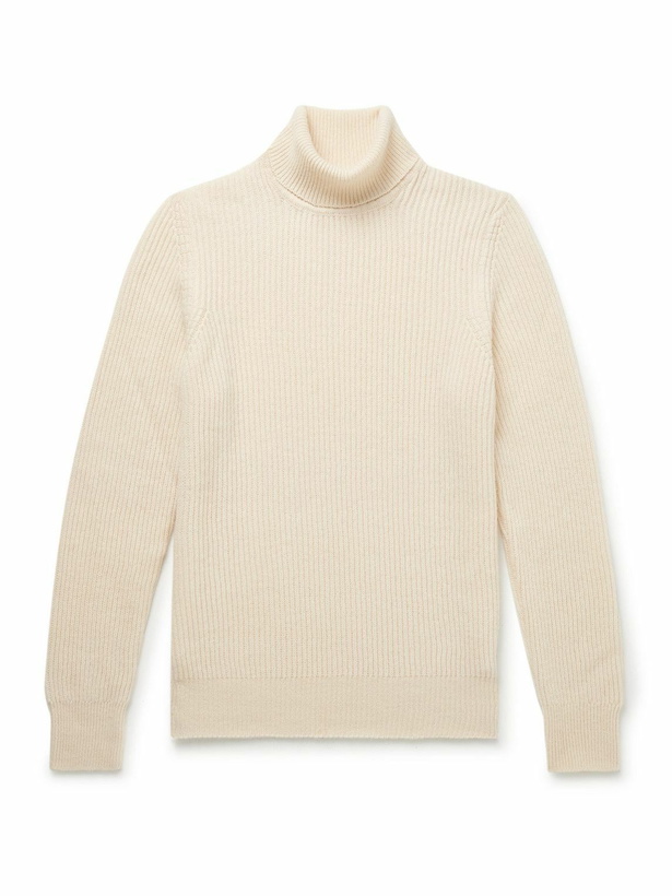Photo: De Petrillo - Slim-Fit Ribbed Merino Wool and Cashmere-Blend Rollneck Sweater - Neutrals