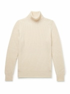 De Petrillo - Slim-Fit Ribbed Merino Wool and Cashmere-Blend Rollneck Sweater - Neutrals