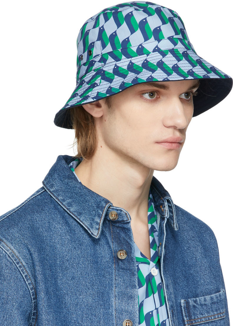 A.P.C. Reversible Navy Bob Mark Bucket Hat A.P.C