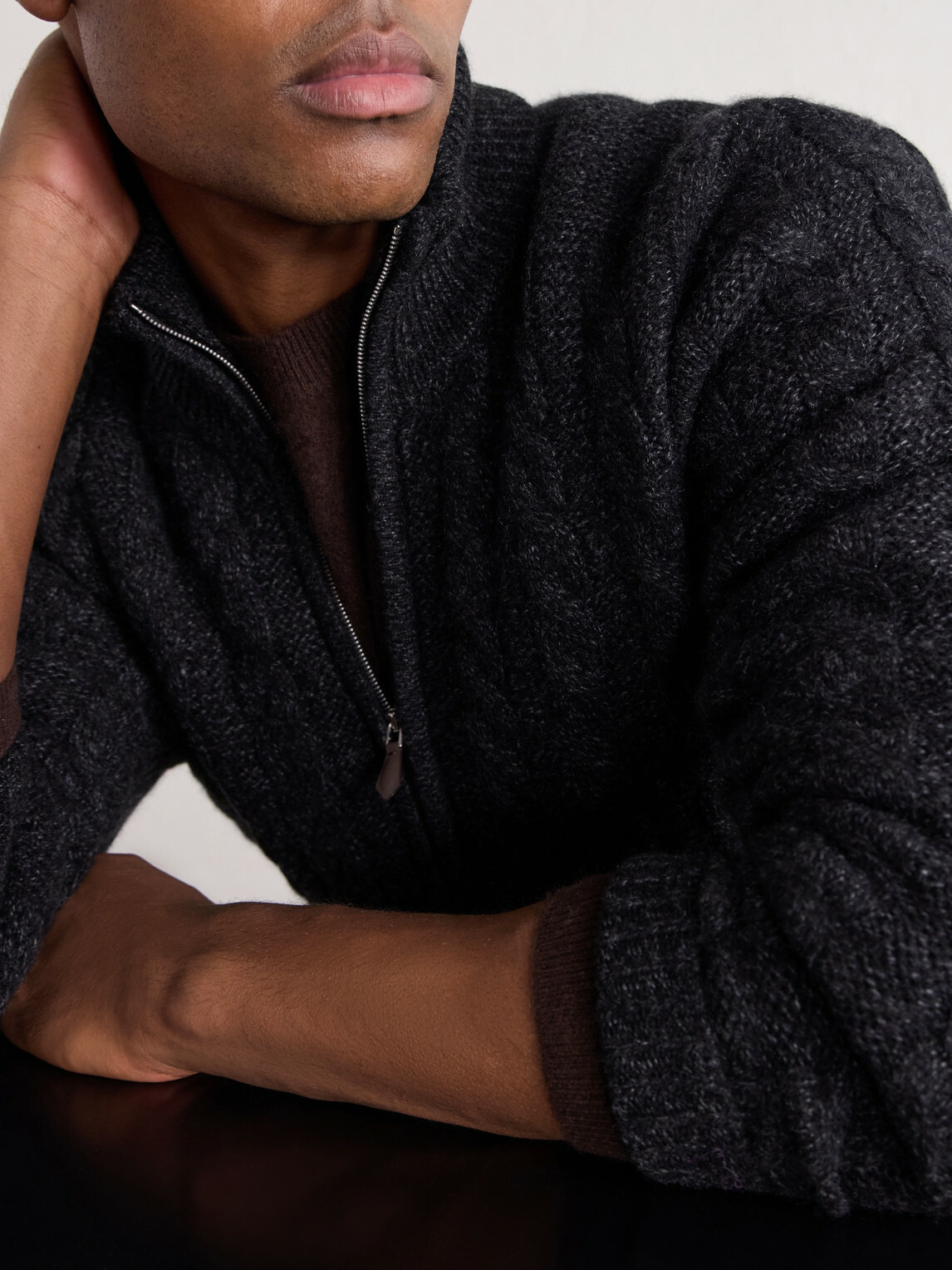 N.PEAL - Richmond Cable-Knit Cashmere Cardigan - Gray