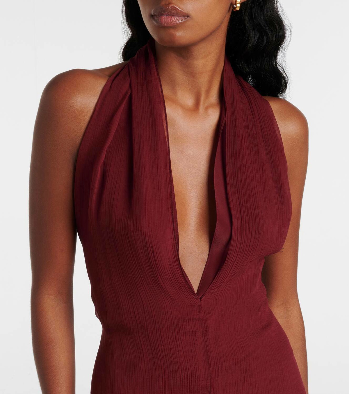 ワンピース FERRAGAMO FW24 Burgundy satin dress (13G199777578 OXBLOOD) Asymmetric silk georgette minidress in burgundy - Ferragamo