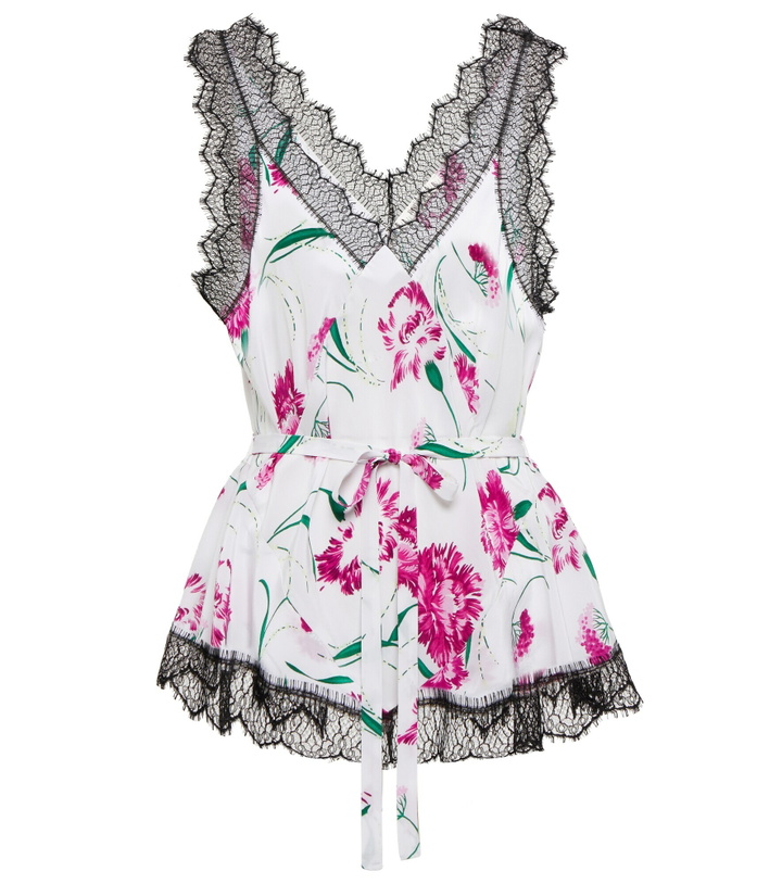 Photo: Rodarte - Lace-trimmed floral silk camisole