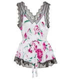 Rodarte - Lace-trimmed floral silk camisole