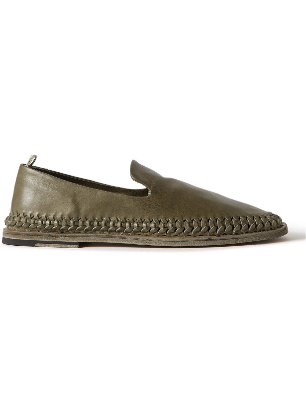 Photo: Officine Creative - Miles Braided Leather Loafers - Green