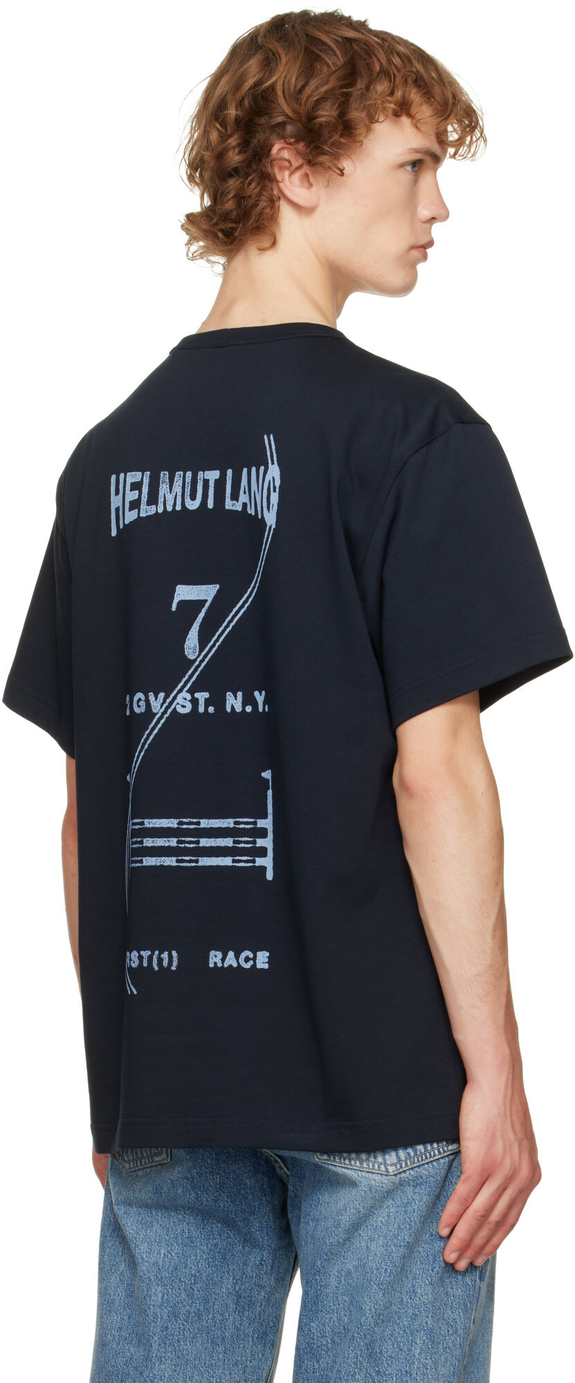 Helmut Lang Navy Ticket T-shirt