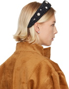 SHUSHU/TONG Black Rubber Band Rhinestone Flower Headband