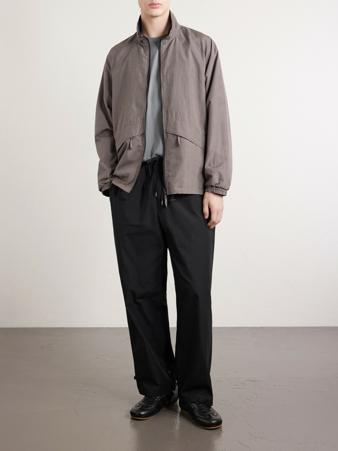 ATON - Reversible Checked Silk-Taffeta Jacket - Brown
