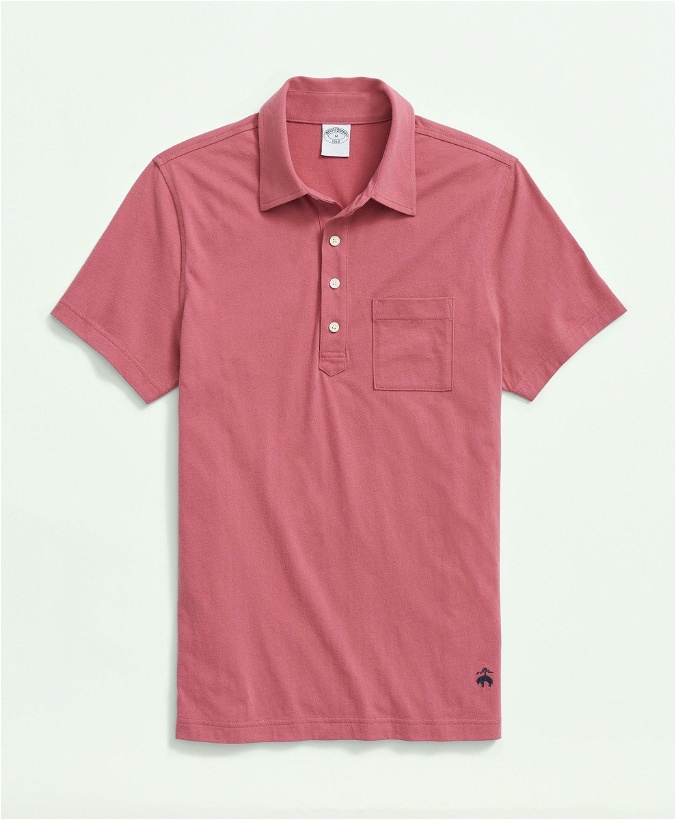 Photo: Brooks Brothers Men's Washed Cotton Jersey Polo Shirt | Dark Pink