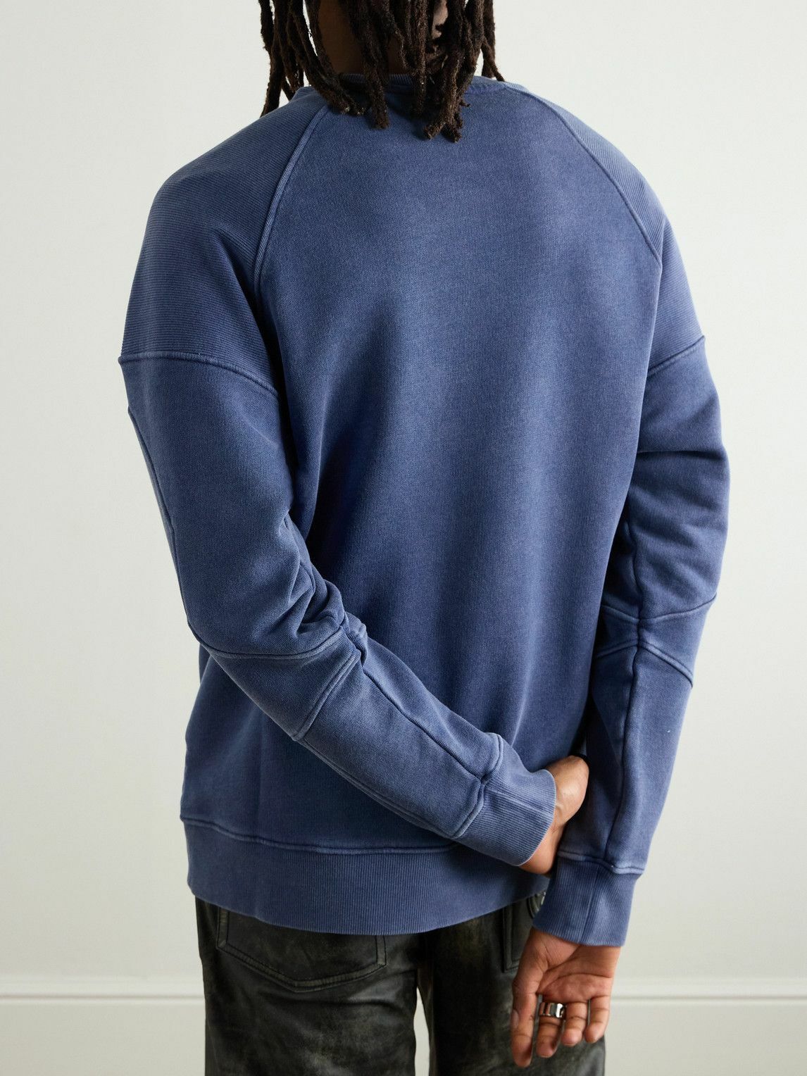 Balmain - Logo-Embroidered Cotton-Jersey Sweatshirt - Blue