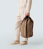 Brunello Cucinelli Leather-trimmed canvas backpack