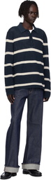 Calvin Klein Navy Long Sleeve Stripe Polo