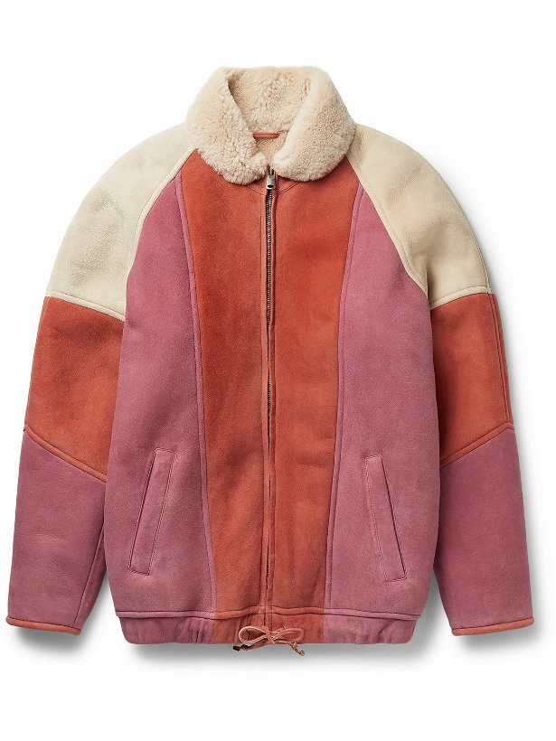 Photo: Isabel Marant - Abenoco Colour-Block Shearling-Lined Suede Coat - Pink