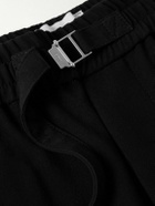 AMI PARIS - Flared Belted Cotton-Twill Trousers - Black